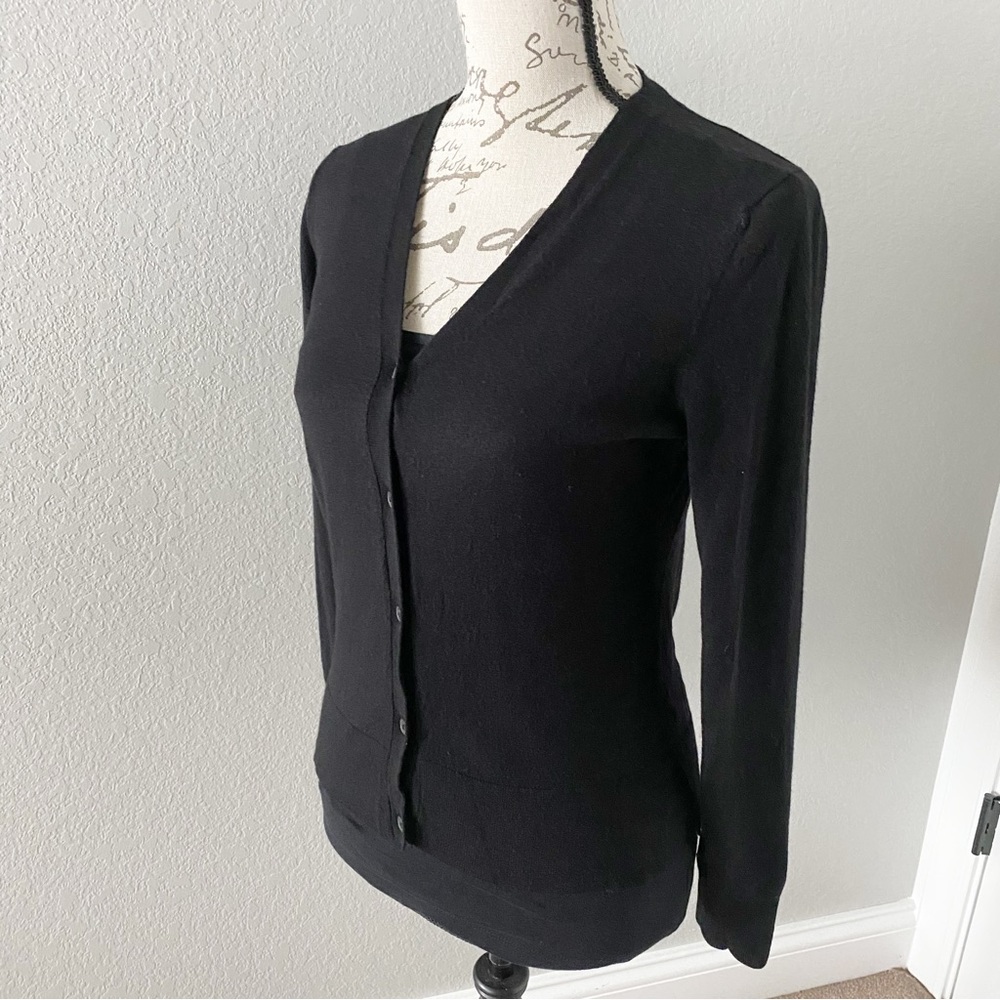 Theory 94% Wool Black Button Up Sweater Size Medi… - image 2